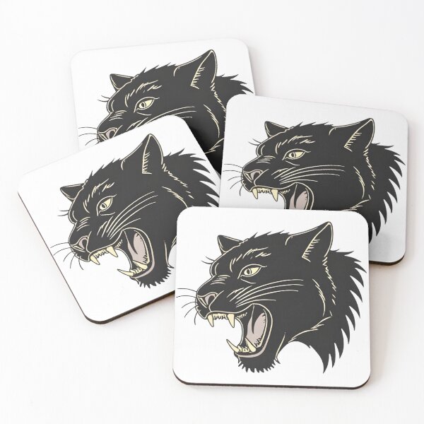 Item preview, Ferocious Black Panther Head – Wild Animal Roaring Illustration designed and sold by Kavya Art.