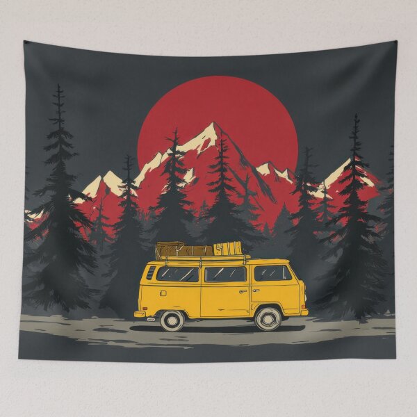 Item preview, Van drives through mountains at dusk designed and sold by anytka.