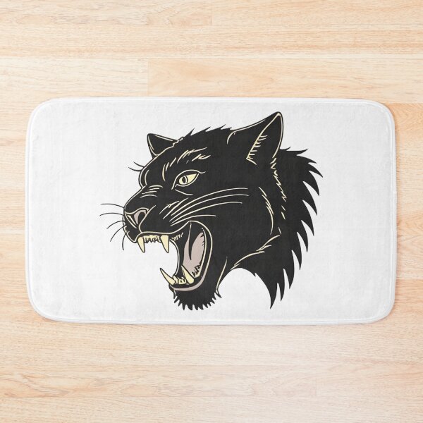 Item preview, Ferocious Black Panther Head – Wild Animal Roaring Illustration designed and sold by Kavya Art.