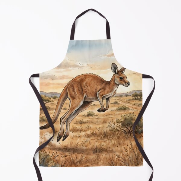 Item preview, Jumping Kangaroo Watercolor Art - Australian Outback Sunset designed and sold by RubisLeaf.