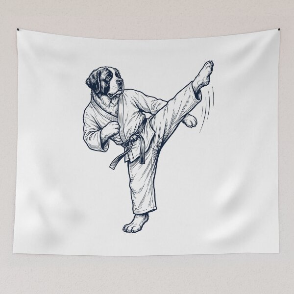 Item preview, Vintage Saint Bernard Doing Karate Martial Art Dog Lover designed and sold by TerryConnells.