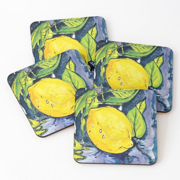 Item preview, Watercolor painting of a fresh lemon - beautiful illustration of a fruit with water drops designed and sold by Dilyana Rumenova - Shantabella.