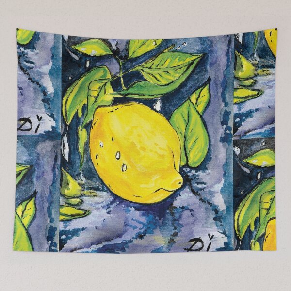 Item preview, Watercolor painting of a fresh lemon - beautiful illustration of a fruit with water drops designed and sold by Dilyana Rumenova - Shantabella.
