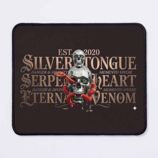 Item preview, Silver Tongue Serpent Heart - Liquid Chrome Skull & Snake Dark designed and sold by ArtisticlyVibes.