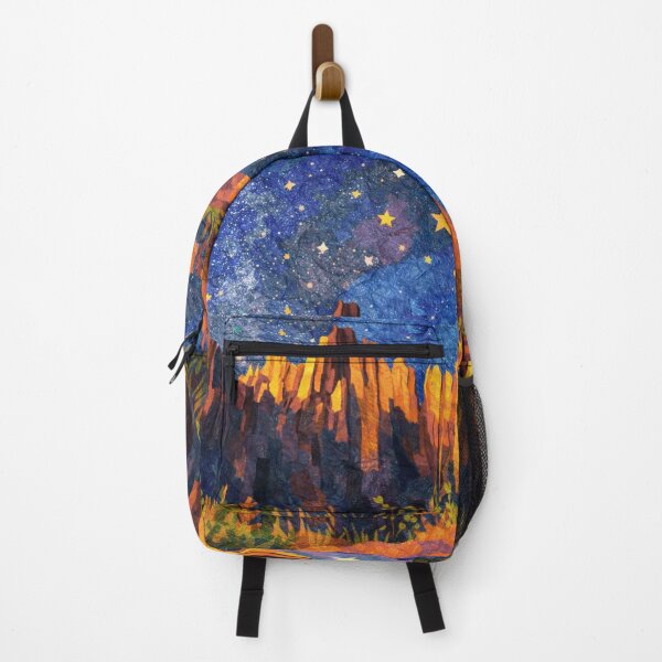 Item preview, Rocky Valley under Stary Sky, mixed media digital collage, colorful illustration designed and sold by SWSandraWechner.