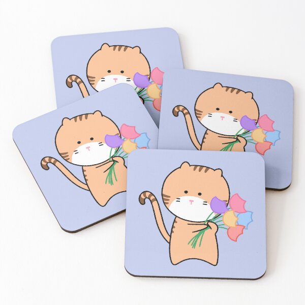 Item preview, Cute Orange Tabby Cat Holding a Colorful Flower Bouquet designed and sold by ubborn.