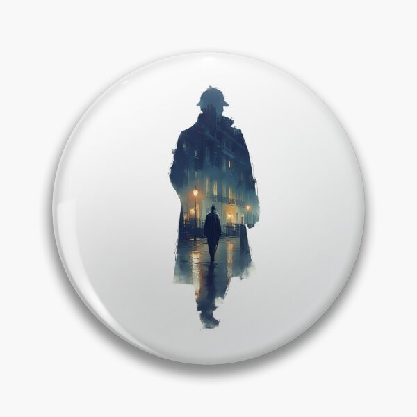 Artikelvorschau, Misty London Silhouette Sherlock Holmes Detektivkunst entworfen und verkauft von Fenay Designs.
