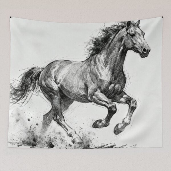 Item preview, Horse running thru a field  drawing designed and sold by T's&such.