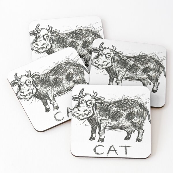 Item preview, Druggy Cow Cat Sketch designed and sold by Maangata Art.