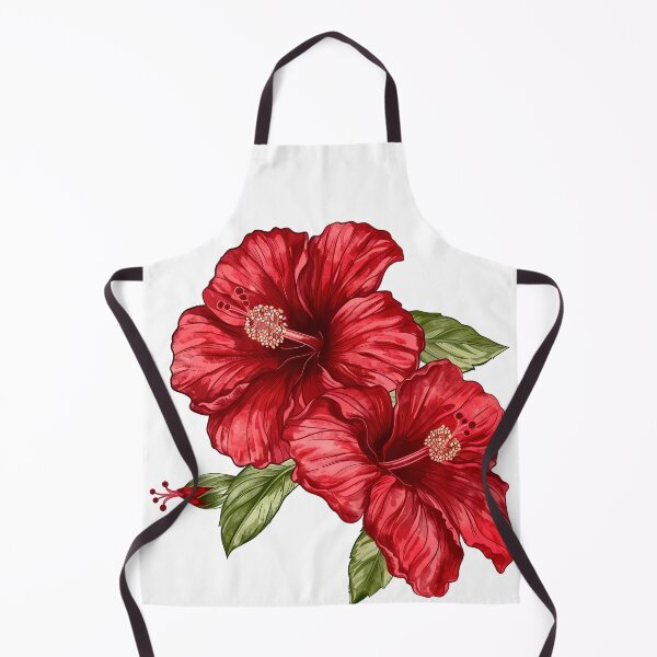 Item preview, Red Hibiscus Flowers with Green Leaves - Tropical Floral Art Print designed and sold by DesignArtist.ia.