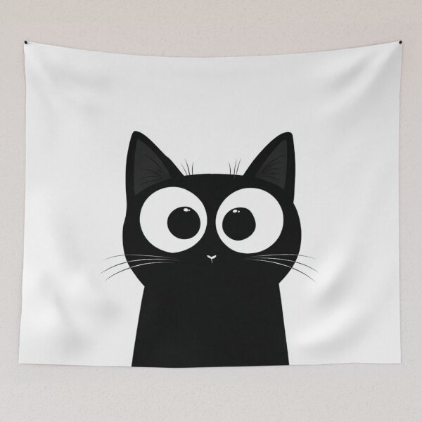 Item preview, Black Cat Large Eyes Minimalistic Art designed and sold by GrinGalore.