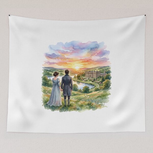 Item preview, Pastel Sunset Pemberley Pride and Prejudice Watercolor designed and sold by Fenay Designs.