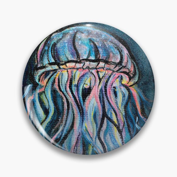 Item preview, Aesthetic watercolor painting of a colorful shiny sea jellyfish designed and sold by Dilyana Rumenova - Shantabella.