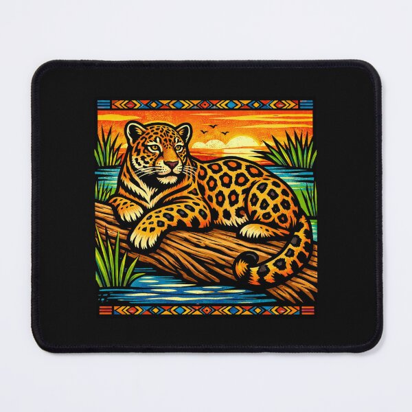 Item preview, Brazilian Pantanal Whispers: A Jaguar Onça Pintada Linocut Collection #5 designed and sold by Helios Be. Lavsh.