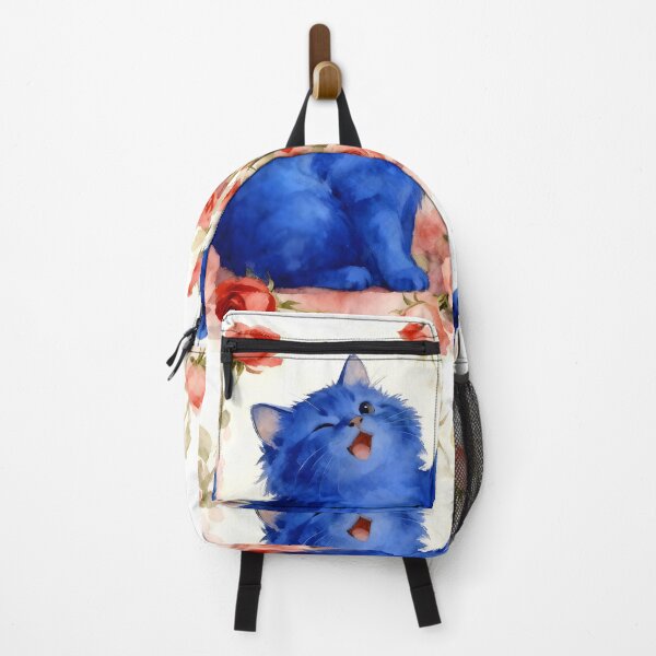 Item preview, Indigo Kitten Among Roses designed and sold by Shelley Loewnau-Jones Studio.