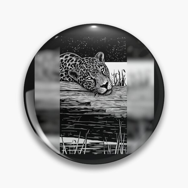 Item preview, Brazilian Pantanal Whispers: A Jaguar Onça Pintada Linocut Collection #6 designed and sold by Helios Be. Lavsh.