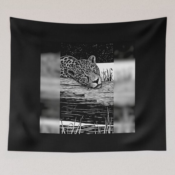 Item preview, Brazilian Pantanal Whispers: A Jaguar Onça Pintada Linocut Collection #6 designed and sold by Helios Be. Lavsh.