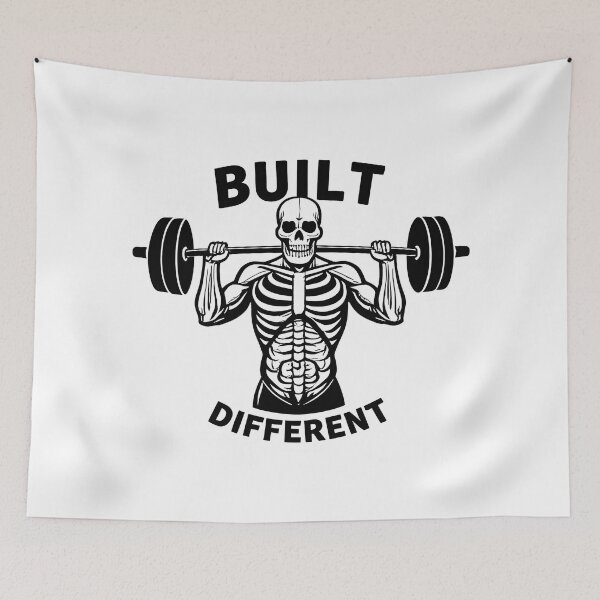 Item preview, Built Different Skeleton Gym Shirt – Hardcore Fitness Barbell Design designed and sold by Kavya Art.