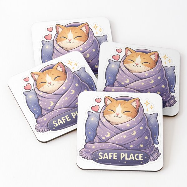 Item preview, Safe Place Cozy Cat Sticker | Cute Comfort Aesthetic Cat Wrapped in Blanket Design designed and sold by Dasts Cart.
