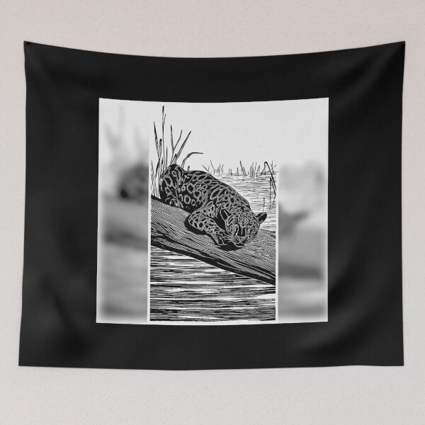 Item preview, Brazilian Pantanal Whispers: A Jaguar Onça Pintada Linocut Collection #7 designed and sold by Helios Be. Lavsh.