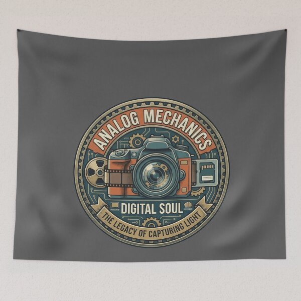 Item preview, Analog Mechanics, Digital Soul: The Legacy of Capturing Light Retro Camera Badge designed and sold by FarDesign.