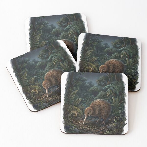 Item preview, Kiwi Bird Nocturnal Forest Art - New Zealand Wildlife designed and sold by RubisLeaf.