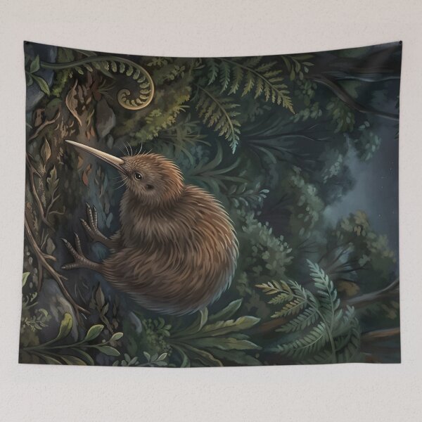 Item preview, Kiwi Bird Nocturnal Forest Art - New Zealand Wildlife designed and sold by RubisLeaf.