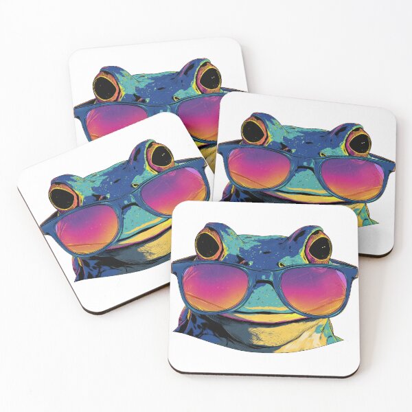Item preview, Frog in sunglasses smiling in simple design on white background designed and sold by CreativeLarysa.