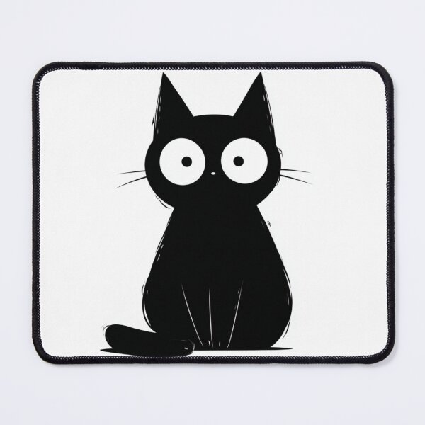 Item preview, Cute Black Cat Large Eyes Cartoon Art designed and sold by GrinGalore.
