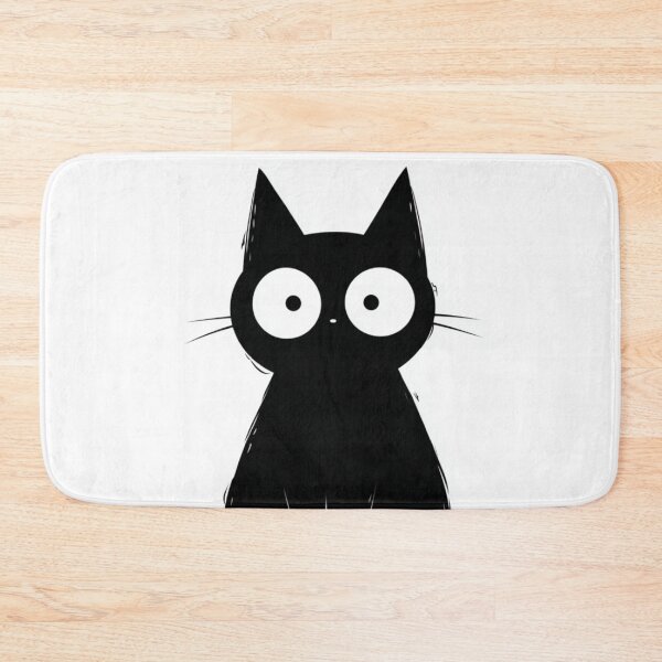 Item preview, Cute Black Cat Large Eyes Cartoon Art designed and sold by GrinGalore.