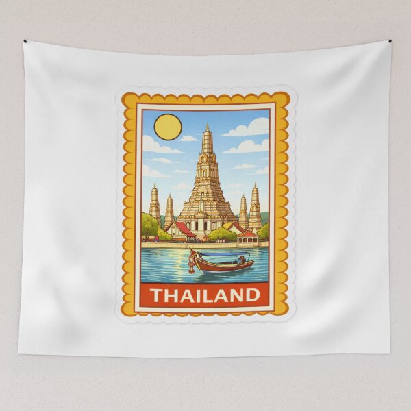 Item preview, Thailand Wat Arun Travel Stamp Sticker Magnet designed and sold by CLOUTKULT.