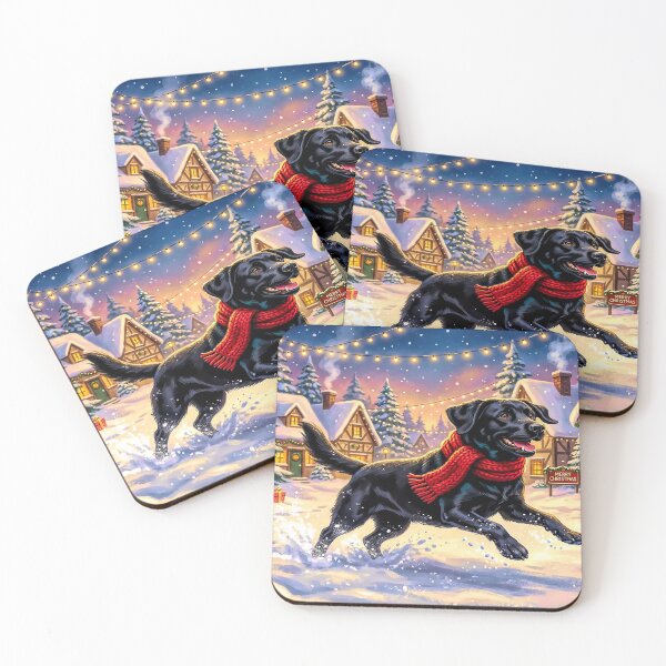 Item preview, Black Labrador Having Christmas Fun in the Snow designed and sold by acceleratorhams.