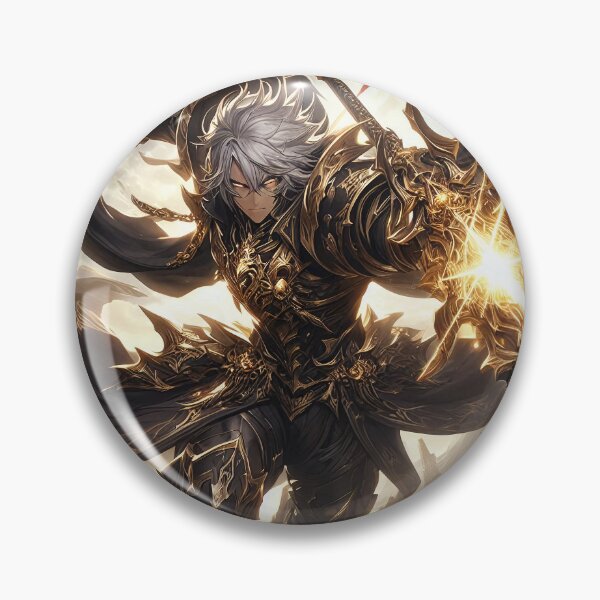 Item preview, Radiant Strike: Overpowered Anime Swordsman in Black and Gold Armor Wielding Divine Light designed and sold by MouradStudio.