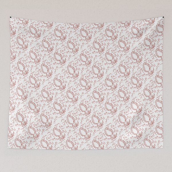Item preview, Cute Octopus Pattern Minimal Red Line Art designed and sold by Pryhozha.