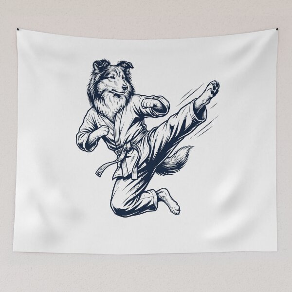 Item preview, Vintage Shetland Sheepdog Doing Karate Martial Art Dog Lover designed and sold by TerryConnells.