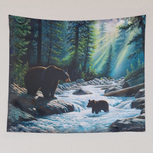 Item preview, - Momma Bear Wildlife Scene – Home Decor Print from My Original Painting designed and sold by White Buffalo Art.