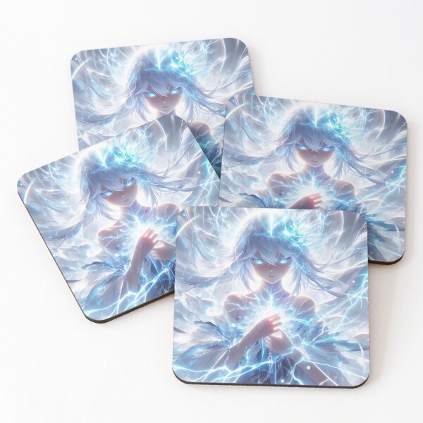 Item preview,  Thunder Core Sovereign: Ethereal White Hair Anime Goddess Unleashing Absolute Divine Lightning and Pure Spiritual Energy designed and sold by MouradStudio.