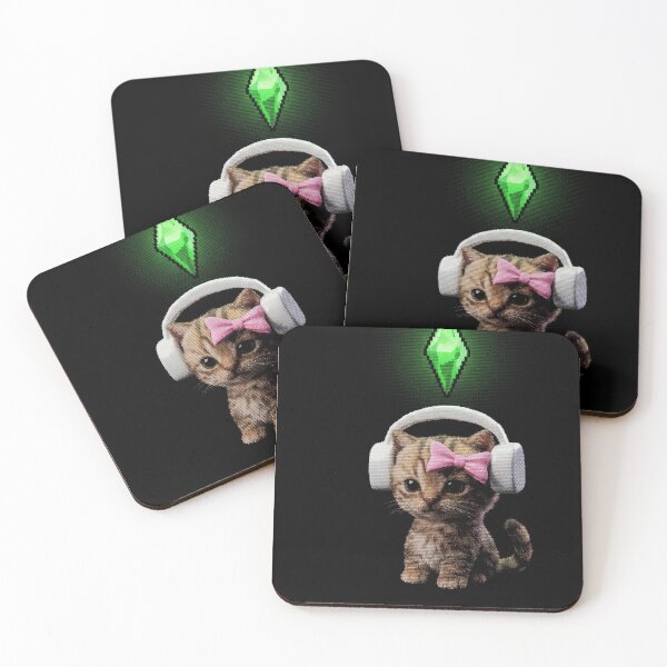 Item preview, Tending Gamer Kitten with Headphones and Bow designed and sold by urbanblancprints.