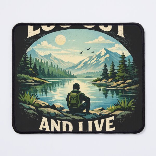 Item preview, log out and live, digital detox, unplug, nature, motivational quote designed and sold by Raxid2022.