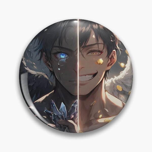 Item preview, Duality of Corruption: Fallen Angel and Corrupt Saint Anime Art with Crying Demon and Smirking Greed designed and sold by MouradStudio.