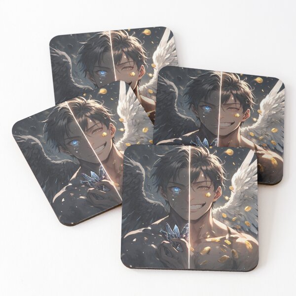 Item preview, Duality of Corruption: Fallen Angel and Corrupt Saint Anime Art with Crying Demon and Smirking Greed designed and sold by MouradStudio.