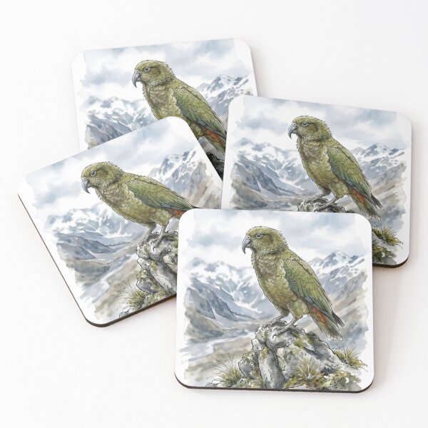 Item preview, Kea Parrot Watercolor - New Zealand Alpine Mountain Wildlife designed and sold by RubisLeaf.