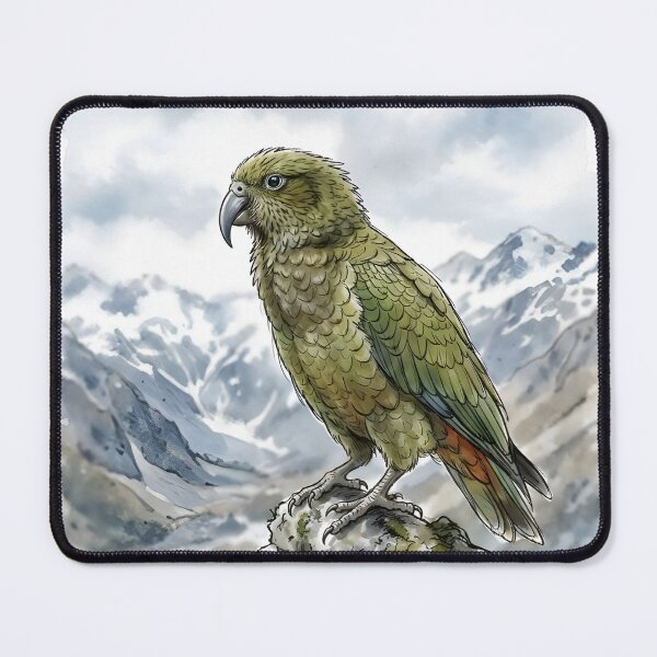 Item preview, Kea Parrot Watercolor - New Zealand Alpine Mountain Wildlife designed and sold by RubisLeaf.