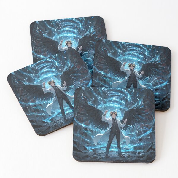 Item preview, Symphony of the Arcane: Demonic Winged Anime Scientist Conducting Blue Magic Runes designed and sold by MouradStudio.