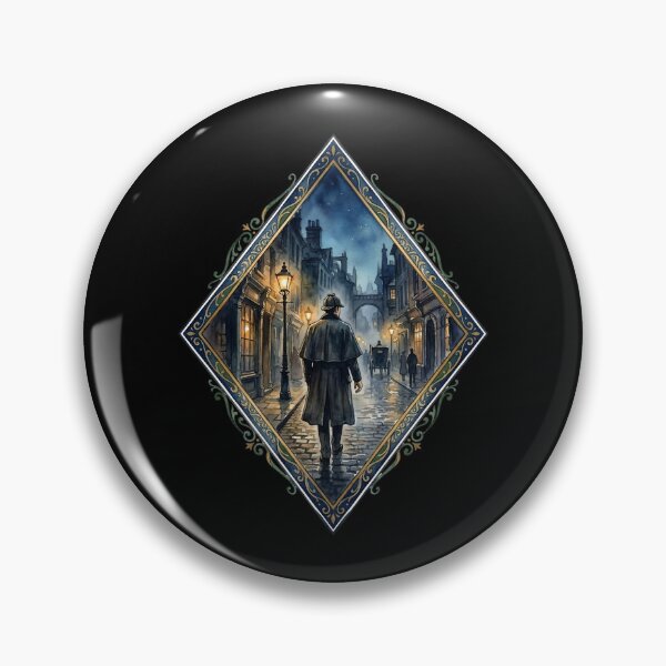 Item preview, Watercolor Sherlock Holmes London Misty Cobblestone Street designed and sold by Fenay Designs.
