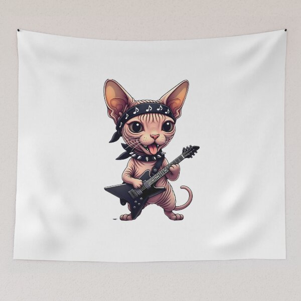 Item preview, Cornish Rex Rock Metal Guitar Player - Gift for Music Cat Lovers designed and sold by Dazzio Designs.
