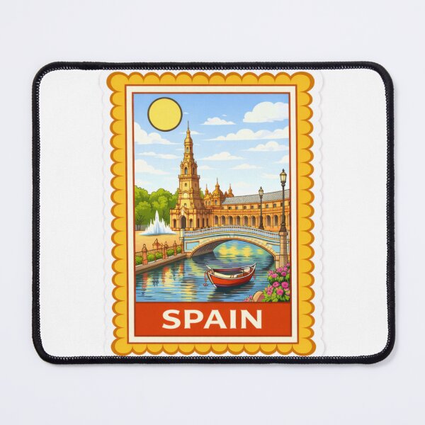 Artikelvorschau, Spain Seville Plaza de España Travel Stamp Sticker Magnet entworfen und verkauft von CLOUTKULT.
