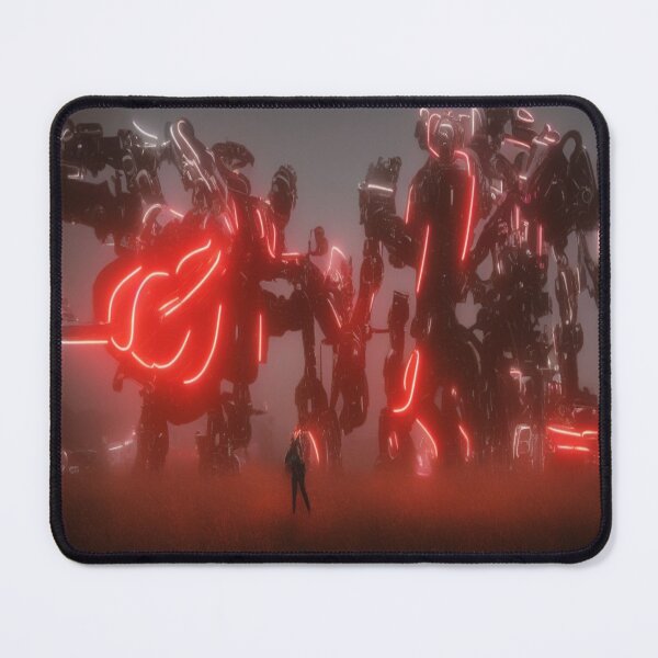 Item preview, Futuristic Neon Robots in Epic Sci‑Fi Landscape – Digital Art by FotoworldEdel designed and sold by FotoworldEdel.