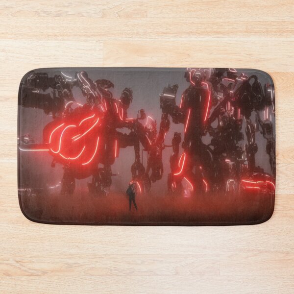Item preview, Futuristic Neon Robots in Epic Sci‑Fi Landscape – Digital Art by FotoworldEdel designed and sold by FotoworldEdel.