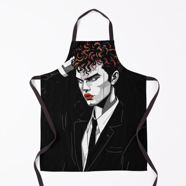 Item preview, Dark Editorial Fashion Illustration — Androgynous Comic Art Portrait Bold Red Lips Black Suit Gender Fluid Art Print designed and sold by Sixième Studio.